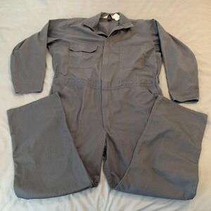 Vintage Big Mac Coveralls Mens 44 Short Gray Cotton Blend Workwear‎ Zip Front